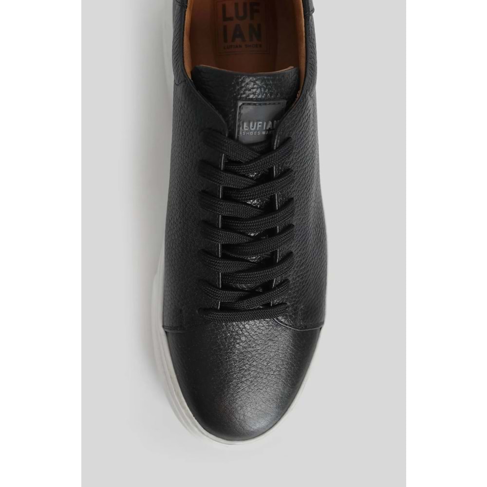 Lufian Tommy Erkek Deri Sneaker Ayakkabı Siyah