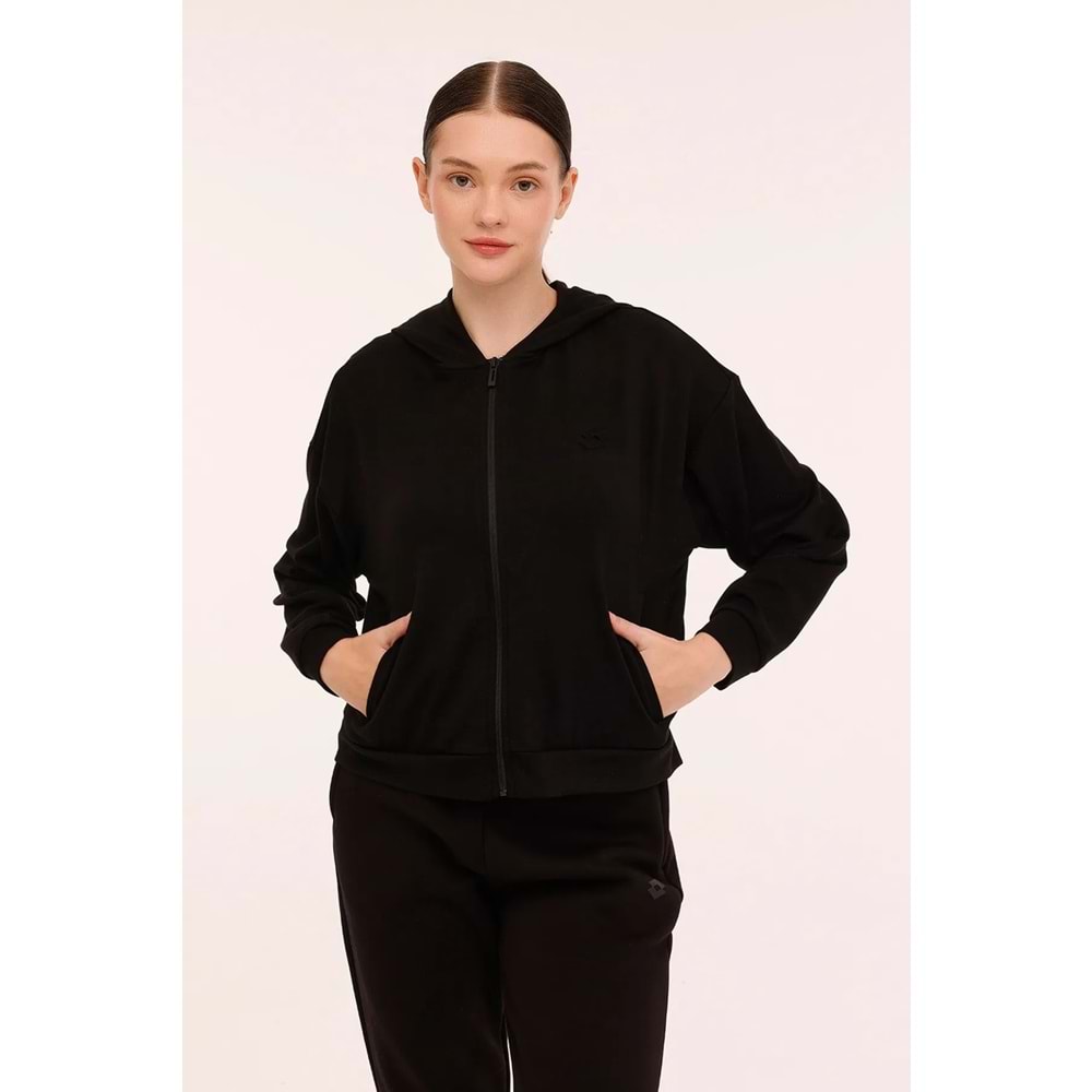Lotto W-YELRO FZ HOODIE 4PR Siyah Kadın Eşofman Üstü