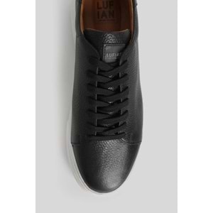 Lufian Tommy Erkek Deri Sneaker Ayakkabı Siyah