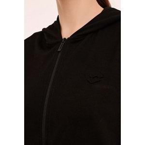Lotto W-YELRO FZ HOODIE 4PR Siyah Kadın Eşofman Üstü