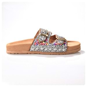 Zeyn 8013 Kadın Deri Taşlı Terlik