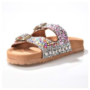 Zeyn 8013 Kadın Deri Taşlı Terlik