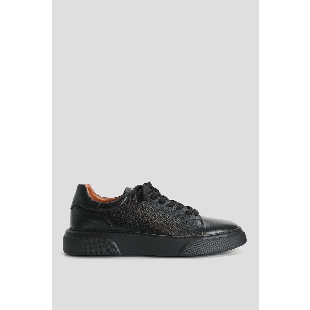 Lufian Tommy Erkek Deri Sneaker Ayakkabı Siyah Siyah
