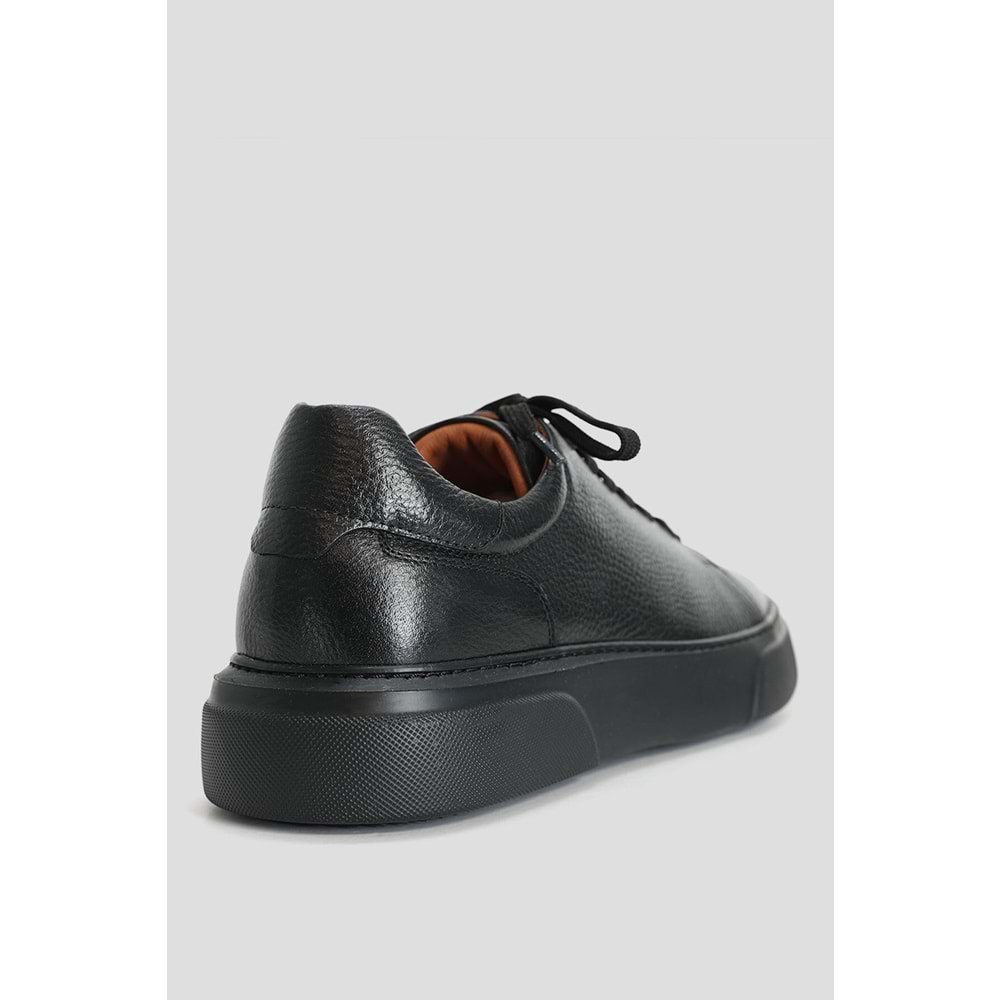 Lufian Tommy Erkek Deri Sneaker Ayakkabı Siyah Siyah