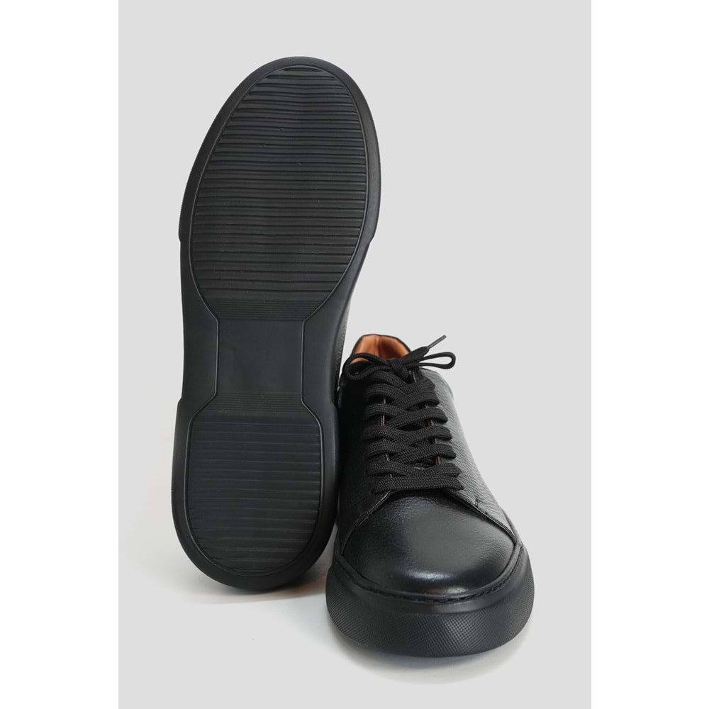 Lufian Tommy Erkek Deri Sneaker Ayakkabı Siyah Siyah
