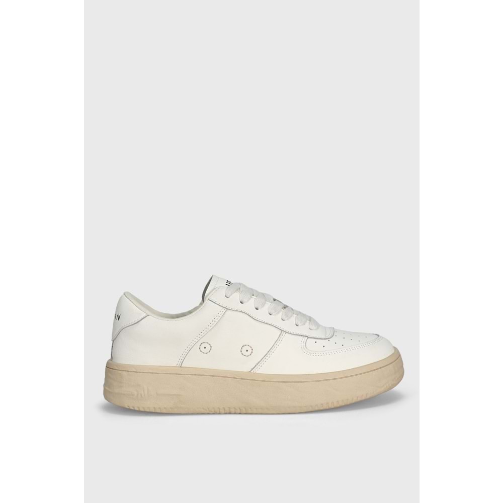 Lufian Natalı Deri Unisex Sneaker Ayakkabı BEYAZ