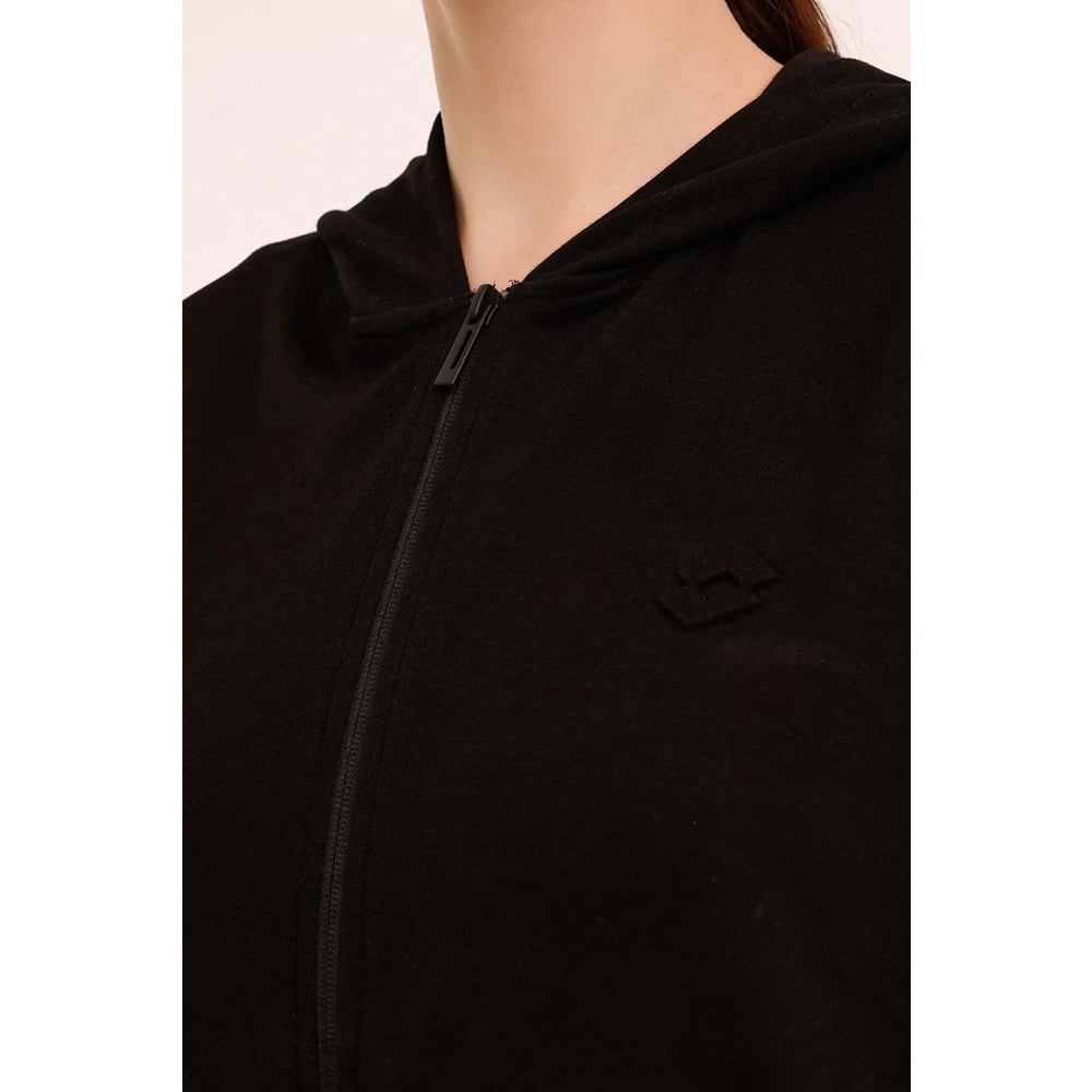 Lotto W-YELRO FZ HOODIE 4PR Siyah Kadın Eşofman Üstü