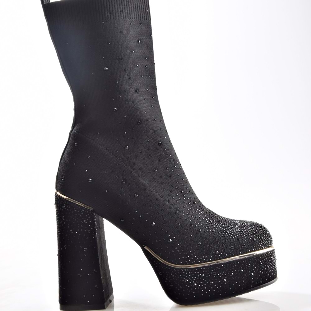 Guja 25K108 Kadın Platform Topuku Taşlı Streç Çizme