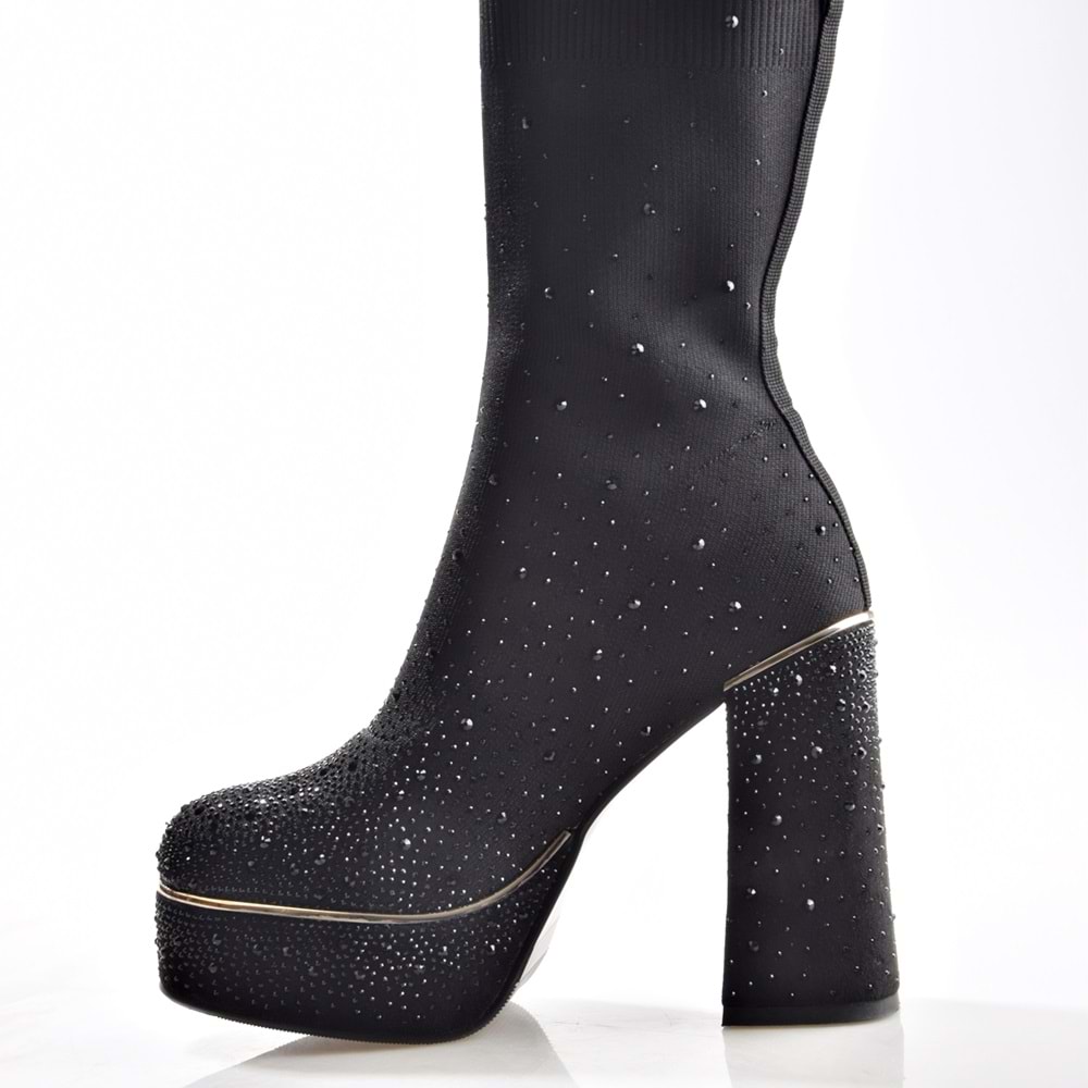 Guja 25K108 Kadın Platform Topuku Taşlı Streç Çizme